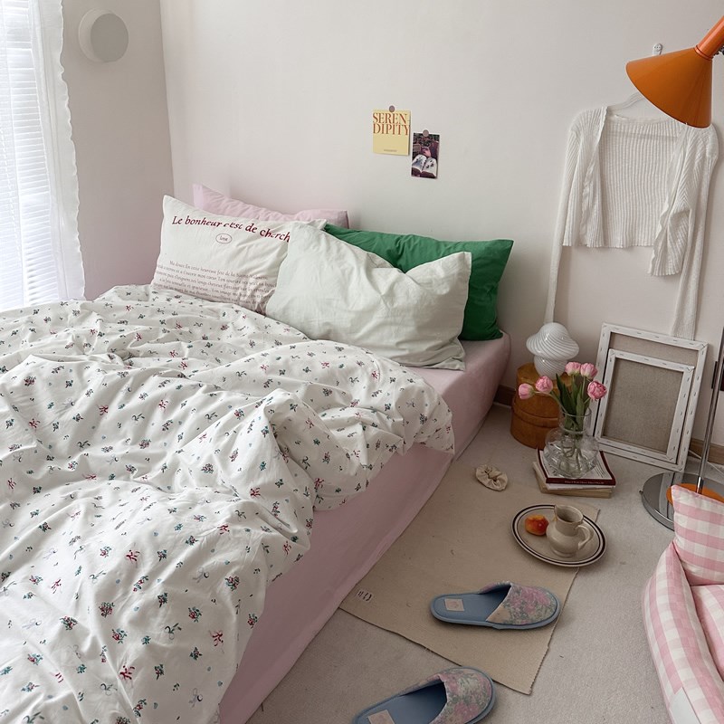 半藏森林小清新全棉床上四件套被套被罩床单床笠款床品三件套