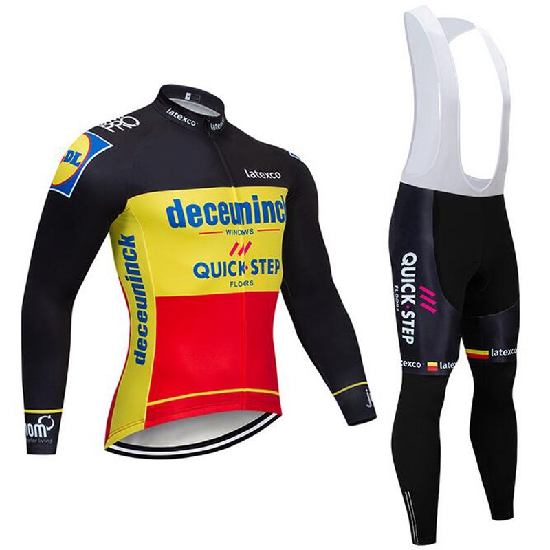 春秋冬环法车队版快步男长袖骑行服套装公路车衣女修身黑色背带裤