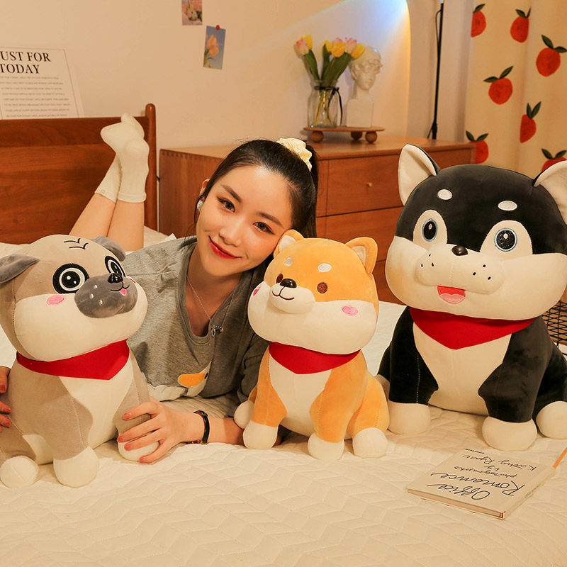 可爱狗狗毛绒玩具沙皮狗公仔大号哈士奇秋田犬布偶男孩萌生日礼物