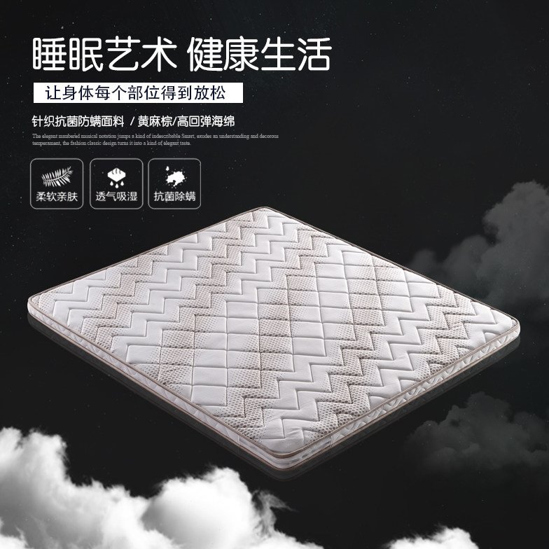 豪华版棕垫床垫：5公分黄麻环保棕+针织面料 总厚8/+乳胶=奢享版