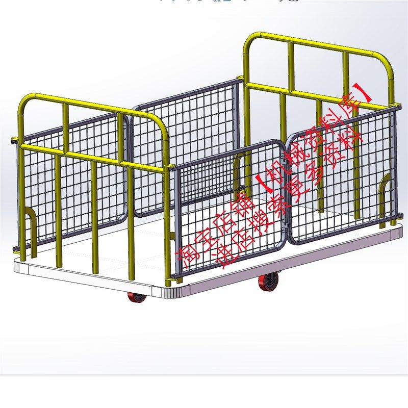 全折叠围栏网格物流推货车平板车手推仓库搬运手拉车四轮设计A75