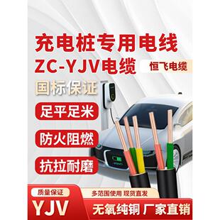 恒飞电缆Yjv 6平方米阻燃新能源汽车充电桩2芯3芯电线国标纯铜电