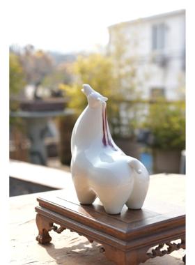 非遗手作 江西陶瓷艺术大师周林平马年生肖礼品 高温色釉陶瓷摆件