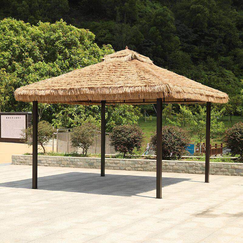 户外凉亭家用别墅庭院休闲农场毛草棚小木屋稻草铁艺亭子四角茅草