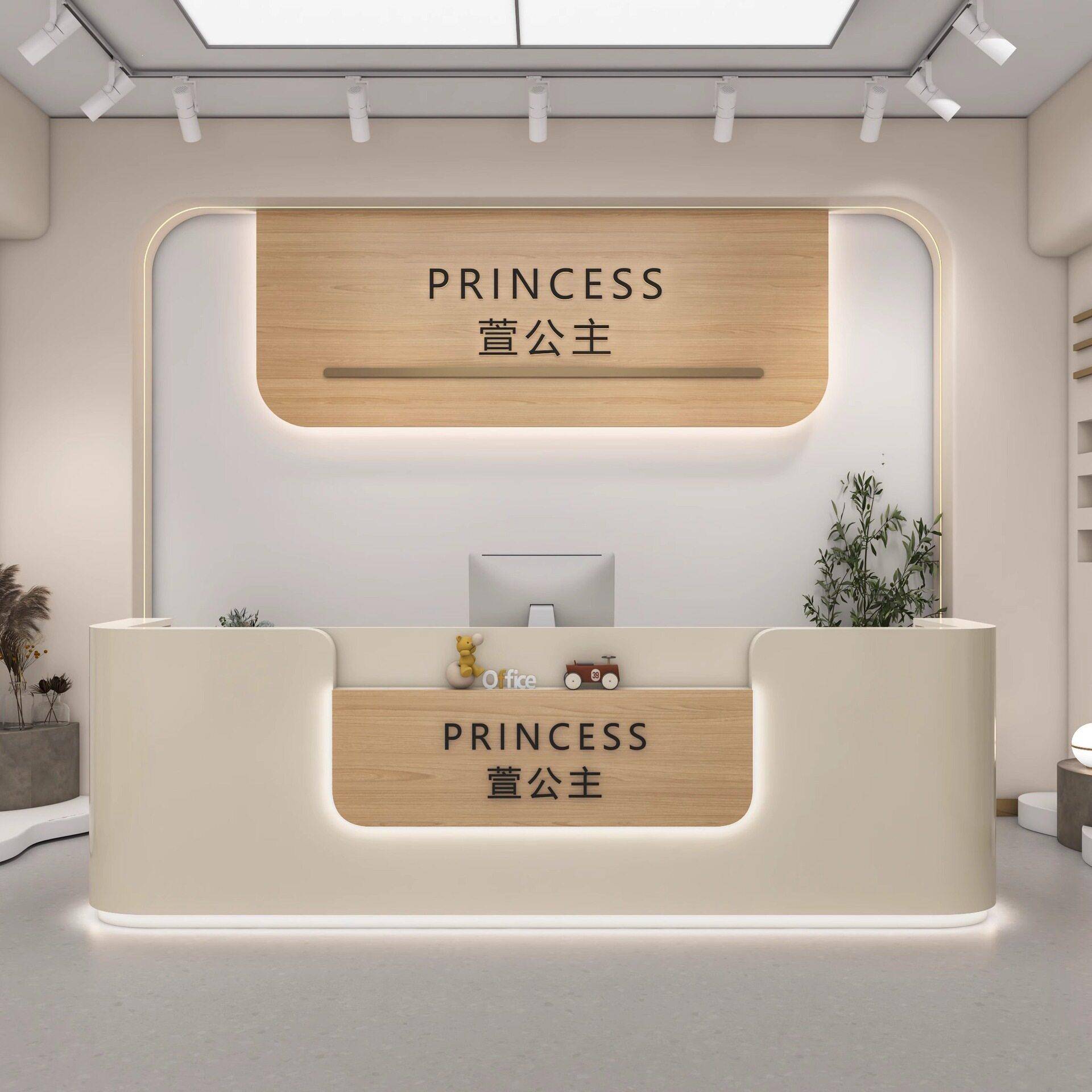 现简约收银台美容院吧台公司前台接待台轻奢级感养生馆吧台柜