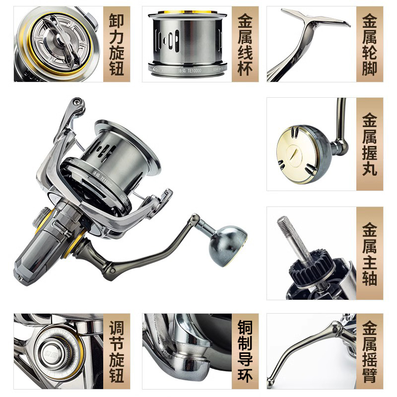 德岛TE卷线器全金属远投轮防海水渔轮10000型锚鱼轮海钓浅杯斜口