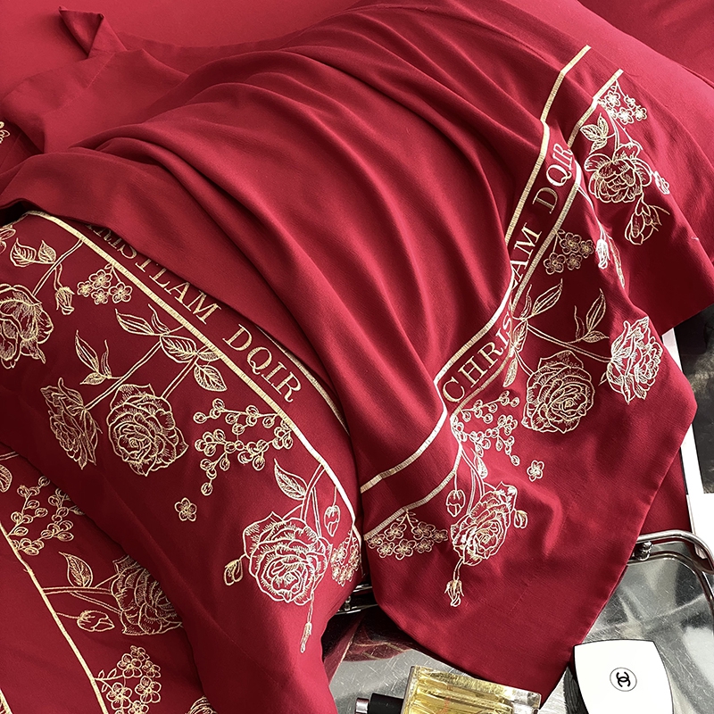 奢华婚庆四件套大红色床单被套全棉结婚床上用品婚房喜被