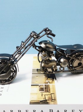 纯手工艺品铁艺哈雷摩托车模型摆件客厅酒柜装饰品小摆设精致礼物