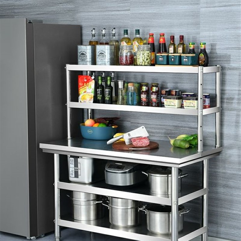 厨房平冷柜台两层架不锈钢工作台上架子奶茶店台面架桌面收纳架