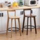简易酒吧椅可折叠靠背椅家用吧凳餐厅吧台凳客厅实木厨房高脚凳椅