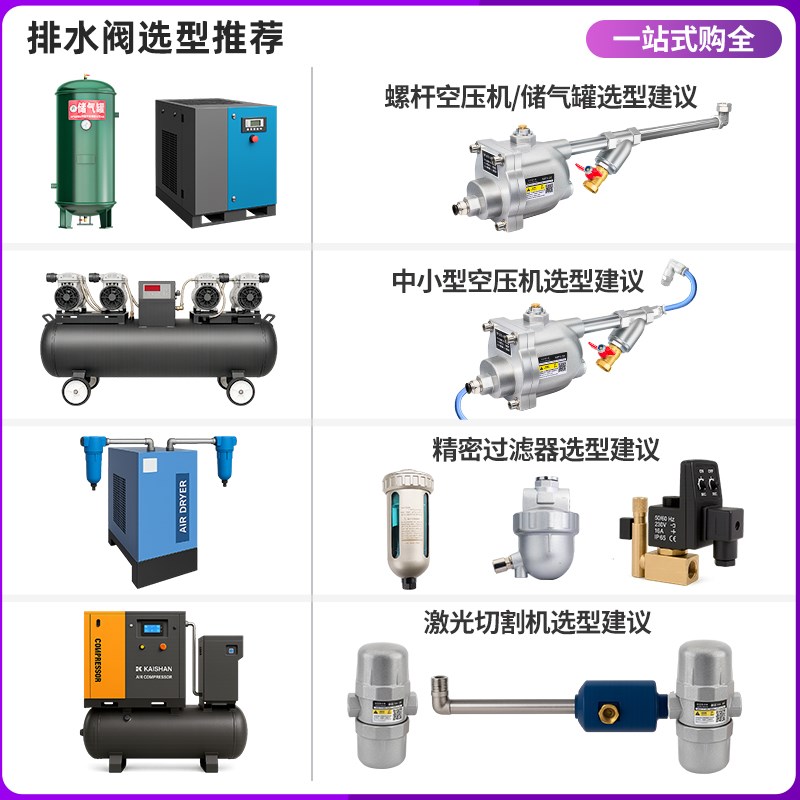 储气罐自动排水器铝合金SA6D空压机气泵排水器气动零气损耗排水阀