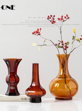 Rzone 新中式琉璃花瓶玻璃高档样板房间书房茶室家居软装饰品摆件