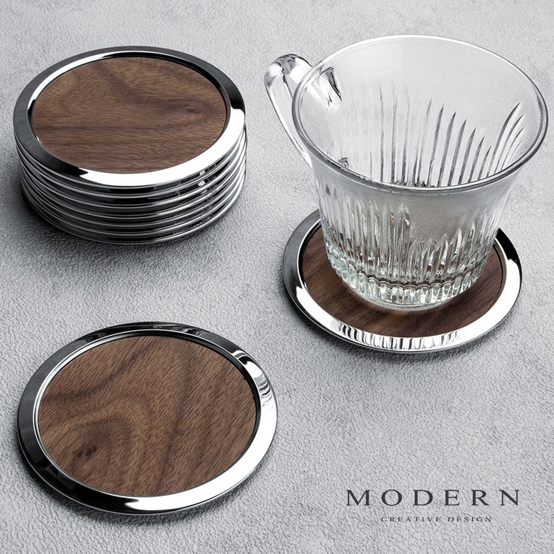 摩登MODERN黑胡桃木杯垫木质茶杯垫托玻璃杯子垫水杯咖啡杯隔热垫