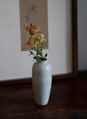 手工拉坯日式陶瓷小花插 陶泥铁斑古朴花瓶 家居饰品鲜切花器花艺