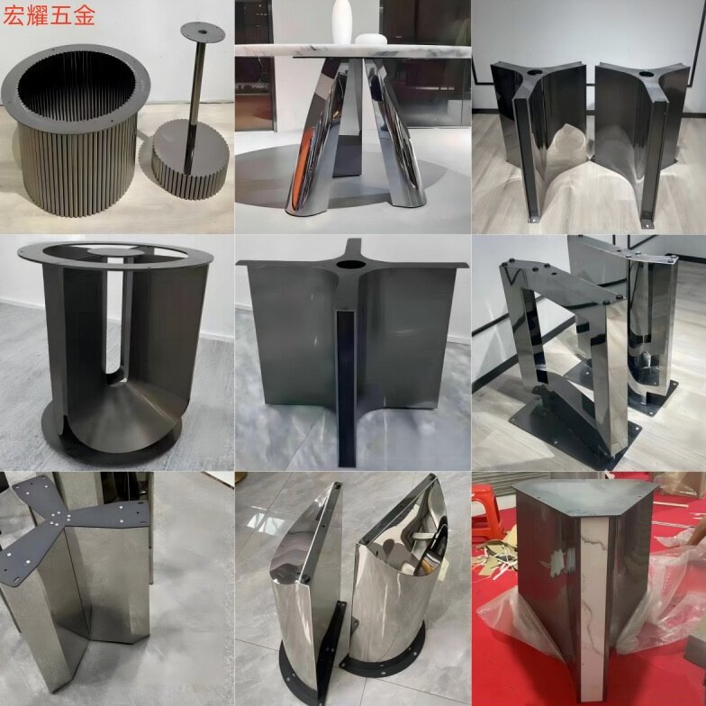 家用轻奢大理石餐桌腿支架岩板不锈钢桌腿桌脚台架长方形餐桌底座