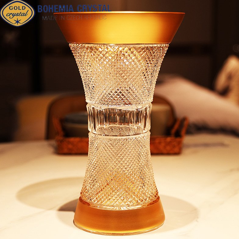 捷克进口BOHEMIA水晶玻璃手工精刻精致客厅摆件插花花瓶装饰礼品