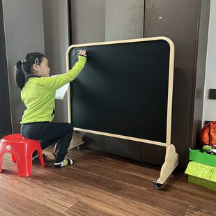 移动支架画板磁性双面带轮子069 幼儿园家用教学黑板白板立式