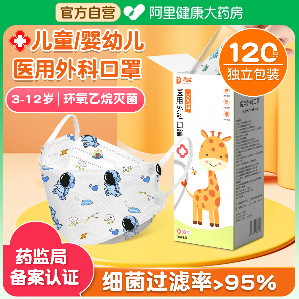 儿童口罩医用外科灭菌级独立包装