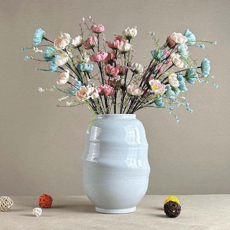 北欧现代简约插鲜花手工插花新款客厅插花装饰摆件粗陶罐干花花瓶