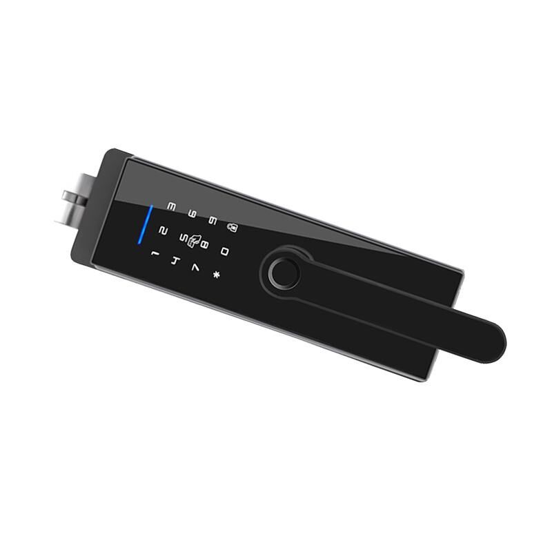 玻璃门密码锁单门l免开孔双门办公室指纹执手锁电子高隔断智能锁