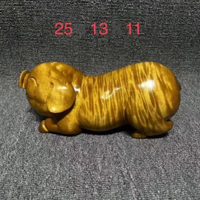 金丝楠木小叶桢楠金猪25*13*11实木水波纹招财客厅摆件送礼盒装