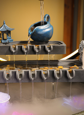 创意悬壶招财流水摆件循环水生财办公室客厅N桌面家居景观鱼缸礼