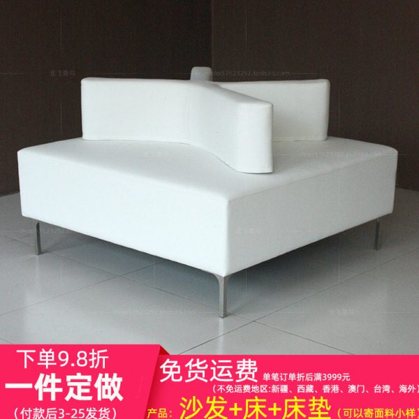 工厂定做十字软垫皮踏百搭酒店民宿时装店现代风格白色皮艺沙发踏