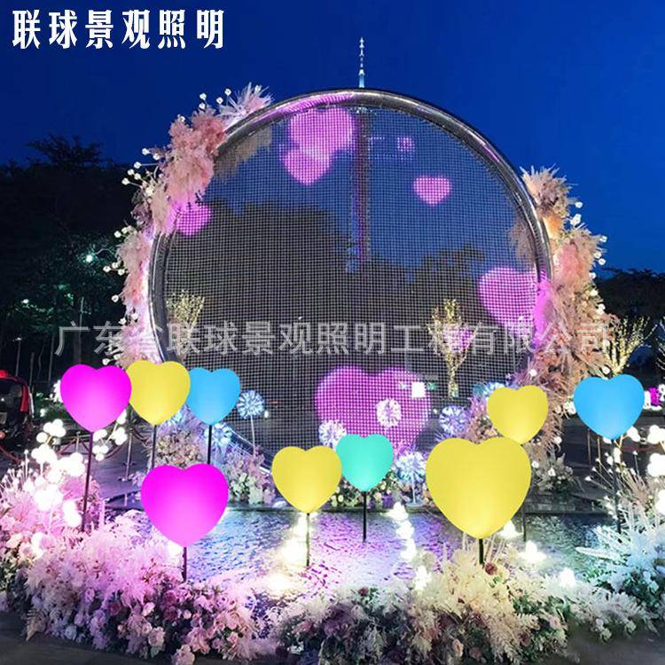 户外led发光爱心灯互动景观装饰落地景区公园七彩文旅美陈心形灯