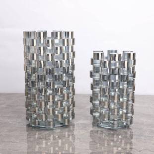 现代简约圆柱水晶叠罗汉花器样板房茶几家居客厅创意软装饰品摆件