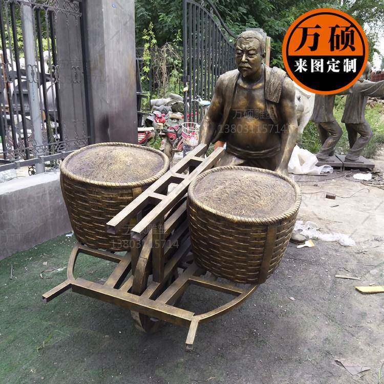玻璃钢仿铜人物雕塑商业街广场推车卖货郎雕塑装饰小品摆件现货