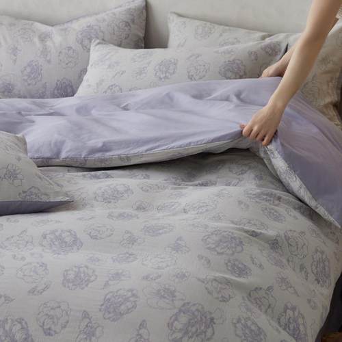 A类母婴级纯棉水洗棉四件套柔软亲肤全棉三层纱提花床单被套1