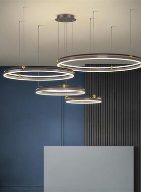 北欧餐厅吊灯后现代客厅卧室书房LED创意设计时尚圆环组合餐厅灯