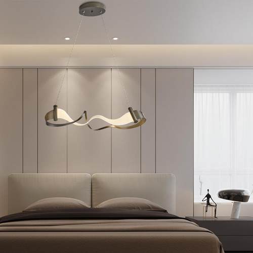 后现代极简波浪线条餐厅异形灯设计师轻奢创意客厅吧台卧室飘带灯