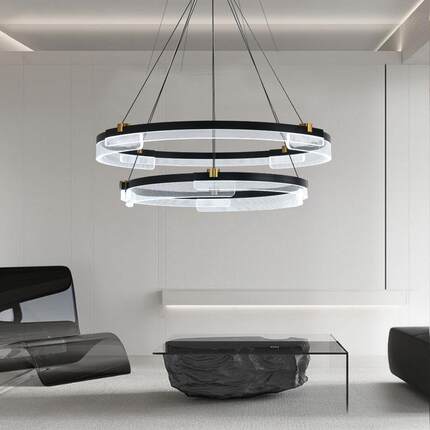 北欧客厅圆形组合吊灯后现代卧室灯餐厅LED亚克力环形简约灯