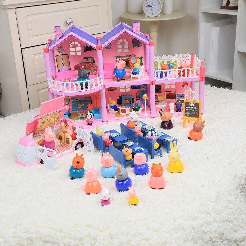 创意小猪一家四口过家家玩具佩琪人物益智套装3-6岁5全套男孩