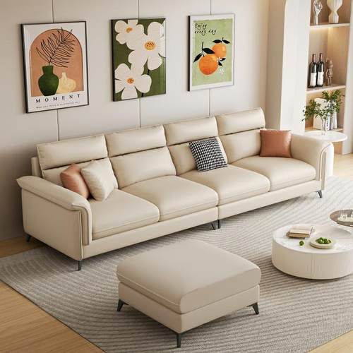 7K现代客厅家用纳米科技布新款意式极简直排三四位沙发奶油风小户