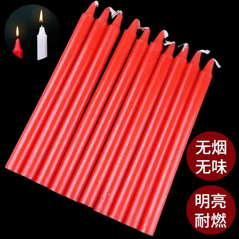 红蜡烛家用无烟无味停电照明应急防灾战备小蜡烛供佛防风烛台