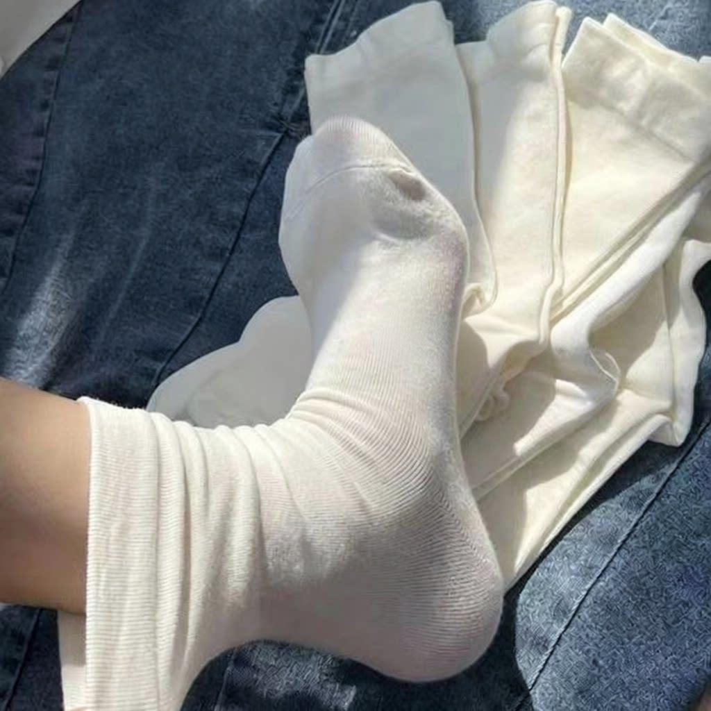 无骨月子袜堆堆袜春秋厚款中筒白色袜子学生版长款isn女男袜