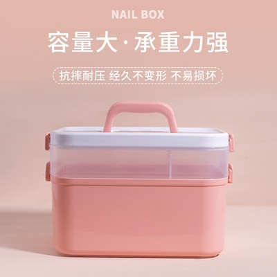 美甲工具箱大容量可放光疗机甲油胶手提式多层桌面收纳盒美甲师用