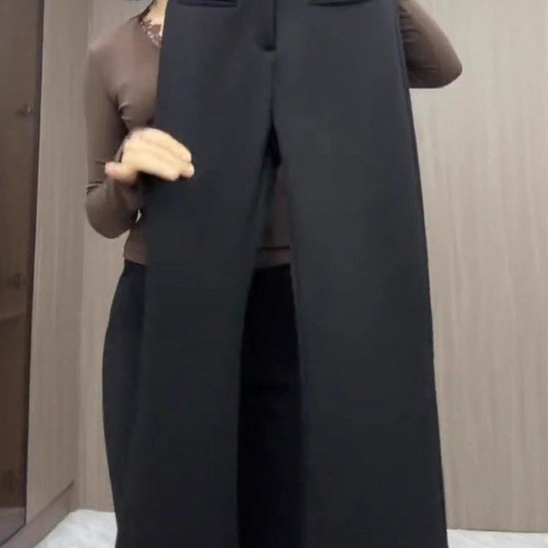 黑色裤子女2025新款夏季垂感高腰微喇裤女休闲西裤弹力显瘦喇叭裤