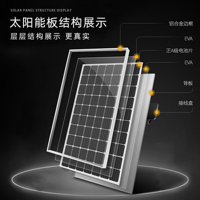 100W厂家直销单晶硅太阳能光伏板电池板足功率可供12V蓄电池充电