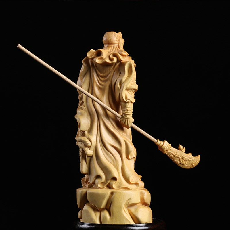 乐清小叶黄杨木雕居家实木摆件汽车饰品雕刻工艺武财神横刀关公