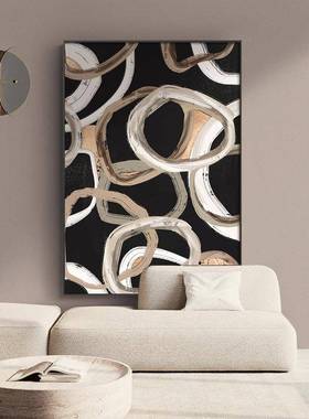 彩墨现代简约大幅落地画高级感线条沙发背景挂画抽象客厅装饰画