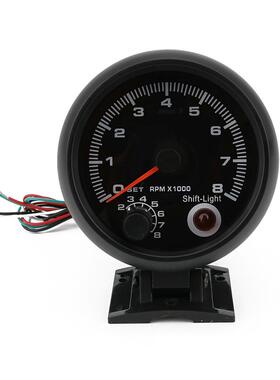 汽车改装仪表3.5英寸可调节七种LED灯光黑面黑壳0~8000RPM转速表