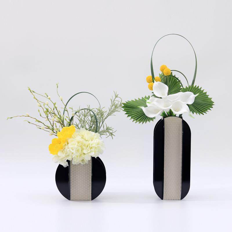 现代仿真花摆件轻奢皮革插花器样板间花艺简约餐桌客厅家居装饰花,收纳整理,烫衣板及配件,淘宝优惠券,粉丝福利购,淘宝优惠卷