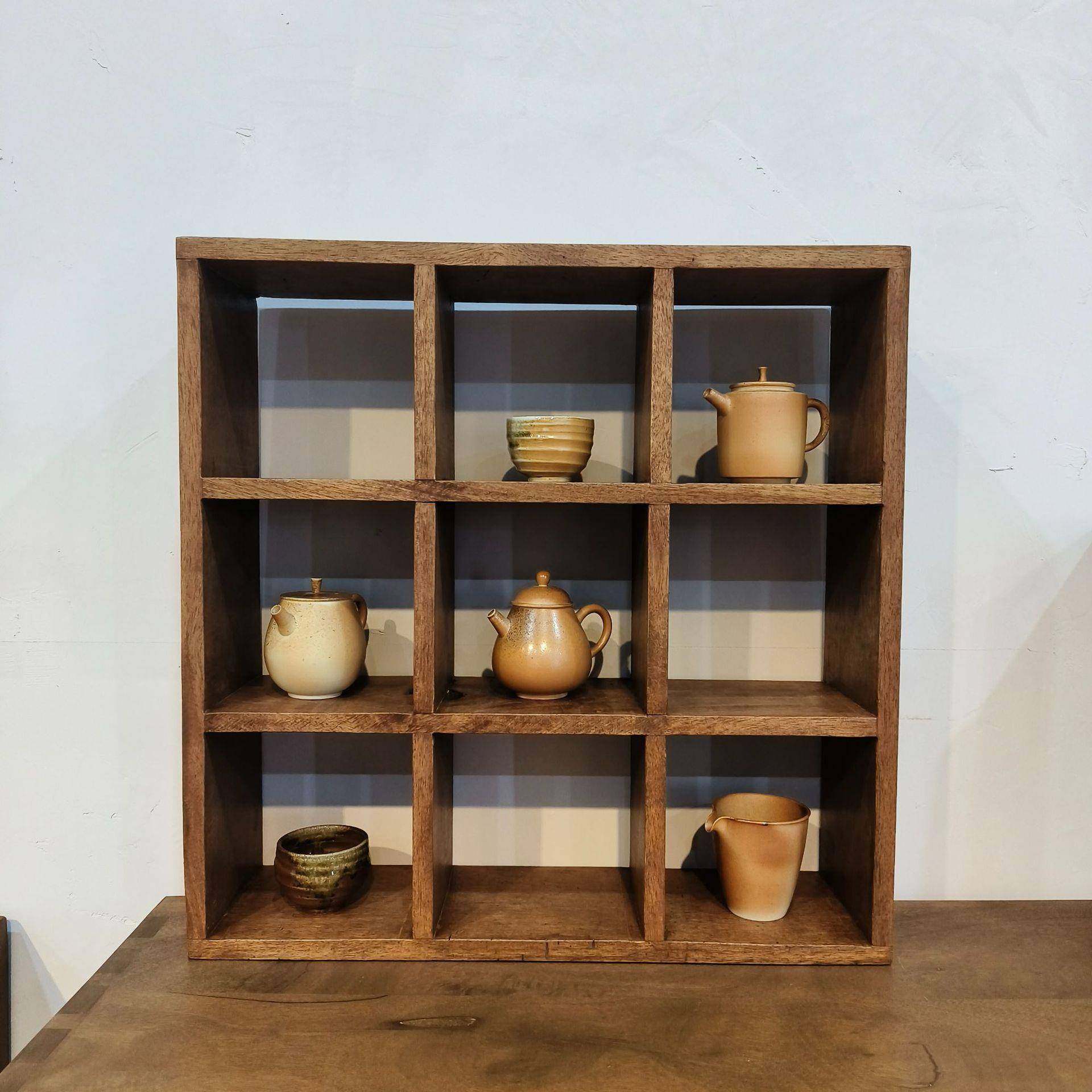 老槠木置物架实木多宝格博古架中式茶杯架现代简约收纳茶具架子茶,收纳整理,烫衣板及配件,淘宝优惠券,粉丝福利购,淘宝优惠卷