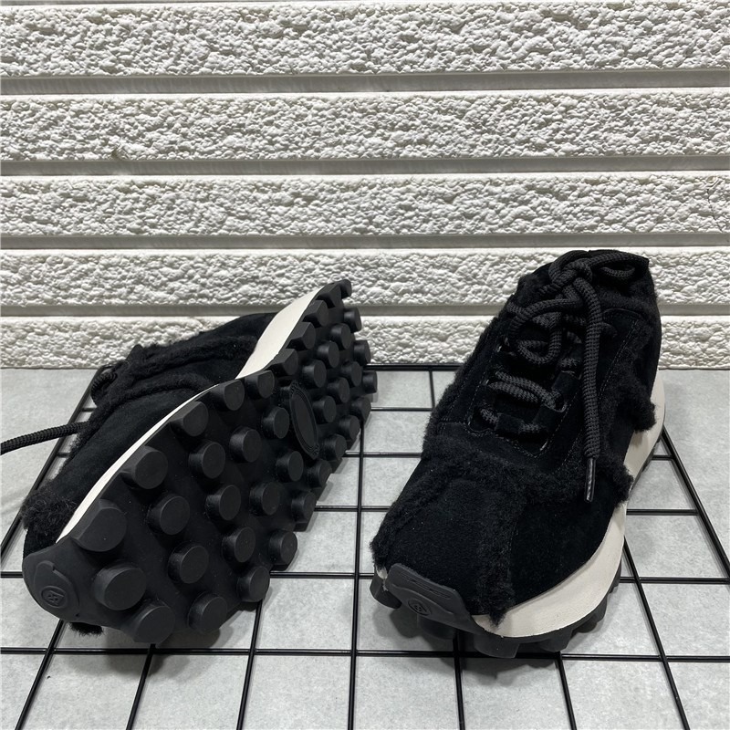 断码处理真皮老爹鞋冬季新款加绒厚底增高毛须边休闲运动阿甘鞋女