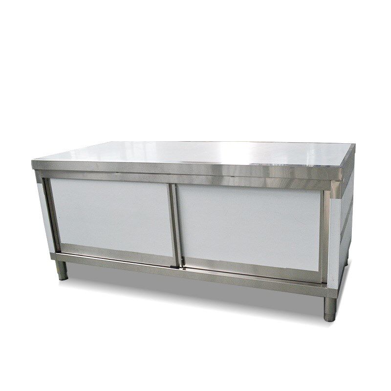 不锈钢工作台厨房操作台面储物柜切菜桌子打荷台不锈钢拉门工作台