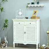 法式 乡村复古做旧实木多层格子置物柜阳台花园客厅多功能收纳柜