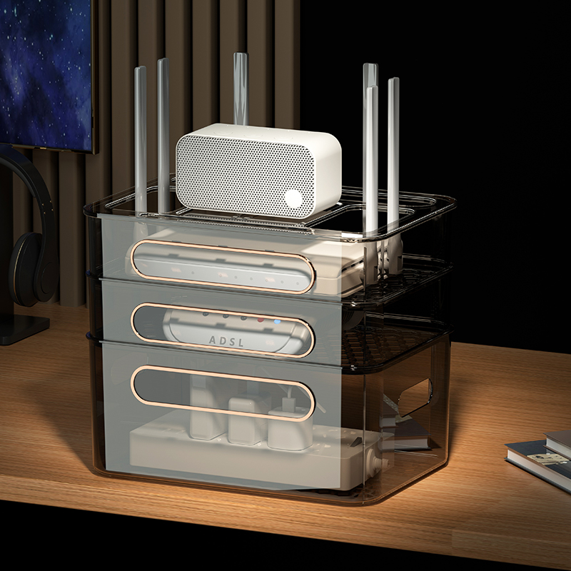 wifi无线路由器收纳盒放置架光猫插线板插排电线机顶盒收纳置物架